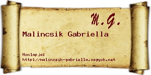 Malincsik Gabriella névjegykártya
